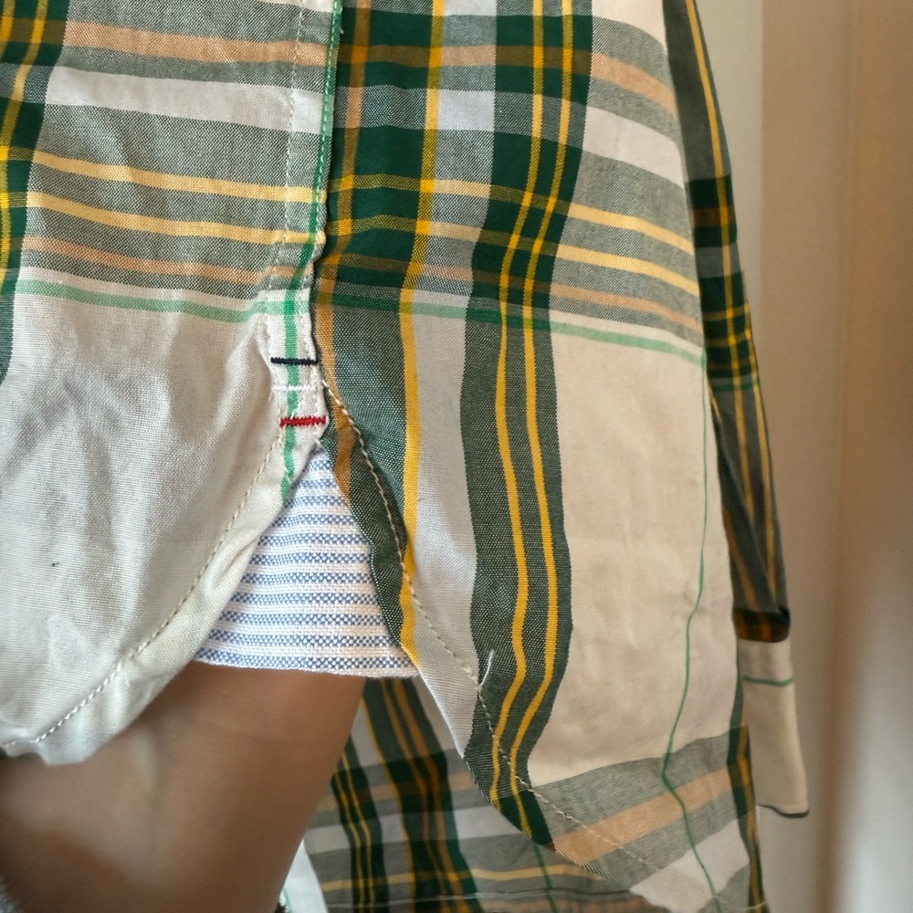 NWT Men’s L Tommy Hilfiger Fall Basics Button‎ Up Dress Shirt Green Plaid Long - Picture 5 of 14